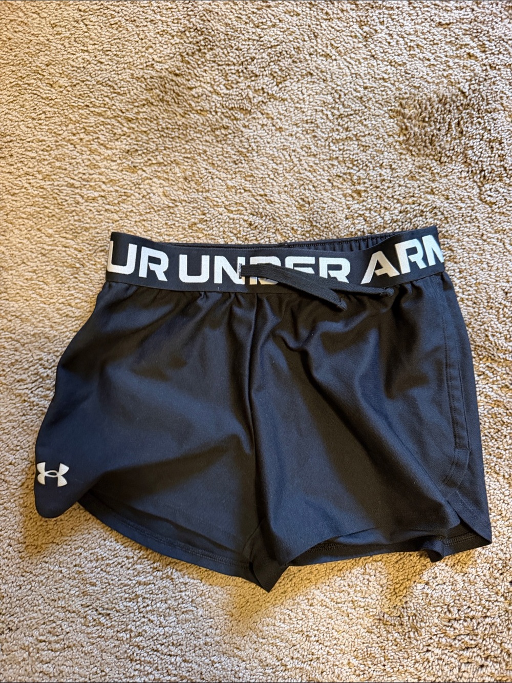 Under Armour girls Black Logo-Waist Athletic Shorts